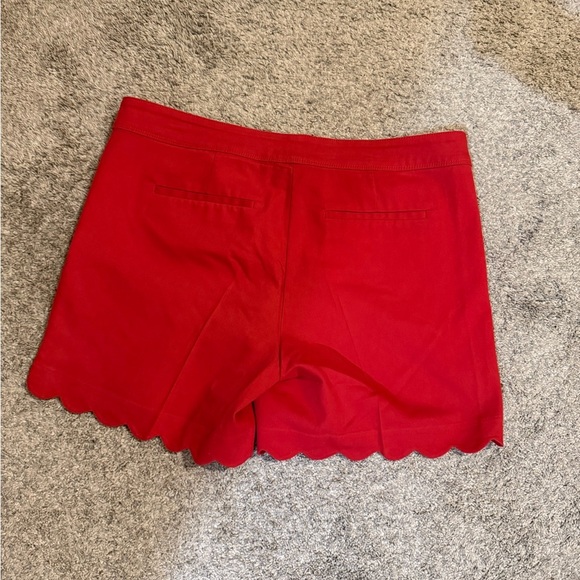 Isaac Mizrahi Red High Waist Scalloped Shorts - Picture 2 of 3
